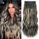 clip dans les extensions de cheveux synthétiques 20 pouces 6pcs clip ins postiches épaisses en fibres longues ondulées extension de cheveux naturels pleine tête pour les femmes