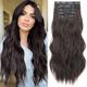 clip dans les extensions de cheveux synthétiques 20 pouces 6pcs clip ins postiches épaisses en fibres longues ondulées extension de cheveux naturels pleine tête pour les femmes