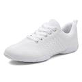 baskets de danse pour femme chaussures d'acclamation entraînement pratique cheerleading baskets en maille talon plat bout rond à lacets adulte enfant blanc