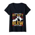 Damen Frenchie DID'T FART MY BUTT BLEW YOU A KISS Lustig Frenchie T-Shirt mit V-Ausschnitt