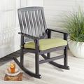 Better Homes & Gardens Delahey Outdoor Wood Rocking Chair Green Cushion