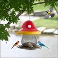 Dopebox Red Solar Bird Feeders Red Solar Mushrooms Shape Bird Feeders Outdoors Hanging Color Changing Solar Garden Lantern Solar Bird Feeders for Outside Hanging Outdoor Garden Decor (Yellow)