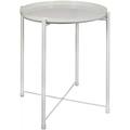 RUNFAYBIU Tray Metal End Table Small Round Side Tables Metal Nightstand Sofa Side Snack Table with Removable Tray for Living Room Bedroom Outdoor & Indoor