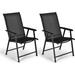 Set of 2 Patio Folding Chairs Outdoor Chairs with Armrest Portable Dining Chairs for Porch Camping Pool Beach Deck Lawn Garden 2-Pack Patio Sling Chairs Metal Frame Black