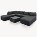 8 Piece Patio Wicker Furniture Set Sectional Sofa Couch with 2 Ottomans Coffee Table Corner Sofa 4 Single Sofa Anti Slip Feet