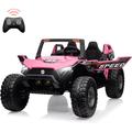 24V Kids Electric Car Remote Control 2 Seater Ride Toy Rechargeable Electric 240W Car Adjustable Mount Kids Car Kids 15.4 Wheels Off Road Vehicle Indoor and Outdoor Kids Ride-on Toy Car Pink