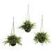 Silk Plant Nearly Natural Eucalyptus Maiden Hair & Berry Hanging Basket (Set of 3)