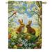 America Forever Easter Bunnies House Flag 28 x 40 inch Double Sided Rabbit Floral Farmhouse Flowers Spring Holiday Seasonal Easter Day Flags for Outdoor Yard Lawn Decoration