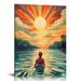 Nawypu Into The Water I Go To Lose My Mind And Find My Soul Poster Swimmers Canvas Art Prints Sunrise Sunset Abstract Wall Art Abstract Landscape Painting Inspirational Landscape Pictures No Frame