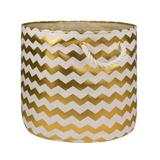 Design Imports CAMZ10363 Round Polyester Bin - Chevron Gold Medium