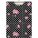 Wellsay Pink Waterlily Lotus Flower Polka Dot Clipboards for Kids Student Women Men Letter Size Plastic Low Profile Clip Silver Clip 9 x 12.5 in