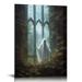 Nawypu Vintage Ghost Canvas Wall Art - Ghost Outside Looking In Cute Yet Spooky Aesthetic Poster - Dark Academia Gothic Room Decor Print - Preppy Halloween Horror Wall Decor for Bedroom 16x20in