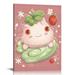 Nawypu Kawaii Frog Strawberry Swiss Roll Wall Art Print- Cute Pink Kawaii Room Decor - Japanese Anime Poster Cottagecore Aesthetic for Teens Gamer Girls Bedroom