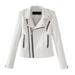 Pgeraug Long Sleeve Shirts for Women Leather Short Jacket Jacket Zipper Quilting Trend Pu Short Jacket Motorcycle Jacket Suits for Women White S