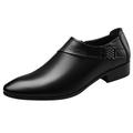 Fashion Summer And Autumn Men Leather Shoes Pointed Toe Low Heeled Slip On Solid Color Simple Style Mens Fashion Shoes Leather Leather Men Shoes Work