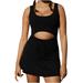 Clearance-Sale Tennis Dress For Women Workout Dress With Built In Shorts And Bra Cut Out Athletic Dresses(Black M)