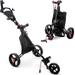 SISIGAD Folding 3 Wheel Golf Push Cart Push Pull Golf Club Cart Trolley Swivel with Foot Brake & Adjustable Handle Scoreboard & Storage Bag Red