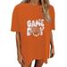 Uuszgmr Womens Tops Solid Color Casual And Fashionable Interesting Baseball Print Crew Neck Oversized T Shirtbusiness Casual Tops Orange Size:M