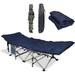 Folding Camping Cot Sleeping Cot Bed with Detachable Mattress Gray & Dark Blue