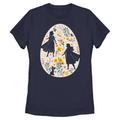 Women's Mad Engine Navy Frozen Elsa, Anna & Olaf Egg Graphic T-Shirt