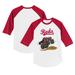 Toddler Tiny Turnip White/Red Cincinnati Reds Monster Truck 3/4-Sleeve Raglan T-Shirt