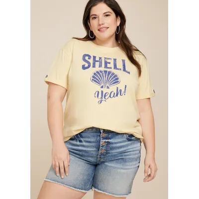 Maurices 3X Plus Size Women's Shell Yeah Oversized Fit Graphic Tee