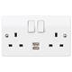 MK 13A Logic Plus Twin Switched Socket with 2 x 2.1A USB Ports - White