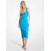 Michael Kors Ribbed Stretch Knit Cutout Midi Dress Blue XL