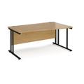 Maestro 25 Wave Office Desk Black Frame and Oak Table Top - Right Hand - 1600mm