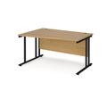 Maestro 25 Wave Office Desk Black Frame and Oak Table Top - Left Hand - 1400mm