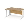 Maestro 25 Wave Office Desk White Frame and Oak Table Top - Left Hand - 1400mm