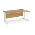 Maestro 25 Wave Office Desk White Frame and Oak Table Top - Right Hand - 1600mm