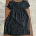 Anthropologie Dresses | Anthropologie Trulli Black Chiffon Empire Dress W/Rosettes & Cap Sleeves-Size 6p | Color: Black | Size: 6p