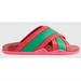 Gucci Shoes | Gucci Criss Cross Pink/Green Rubber Slides Sandals Shoes | Color: Pink/Red | Size: 7