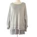 Anthropologie Sweaters | Anthropologie Easel Gray Tunic Sweater With Fringed Hem And Sleeves Size Large | Color: Gray | Size: L