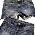 American Eagle Outfitters Shorts | Lot 2 American Eagle Sz 4 Shortie Shorts Jean Distressed Stretch Cut Off Ripped | Color: Blue | Size: 4