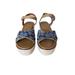 Coach Shoes | Coach Womens Blue Tan Platform Espadrille Open Toe Wedge Heel Sandals Size 7.5 | Color: Blue/Tan | Size: 7.5