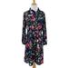 J. Crew Dresses | J. Crew Floral Dress Womens S Small Navy Blue Pussycat Bow Tie V Neck Lined | Color: Blue | Size: S