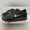 Nike Shoes | Nike Air Max 90 Sneakers Black & Gold Shoes Men’s Size 11 W/ Leather Laces | Color: Black/Gold | Size: 11