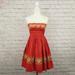 Anthropologie Dresses | Girls From Savoy Anthro Orange Red Strapless Dress | Color: Orange/Red | Size: 0