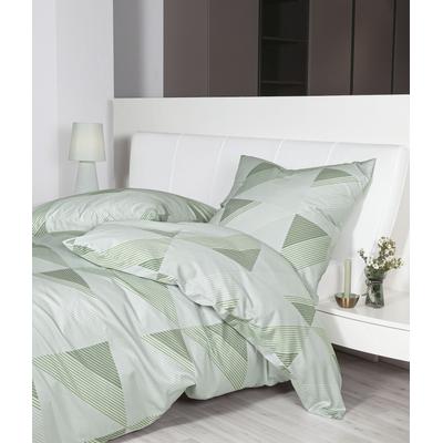 Bettwäsche JANINE "Mako-Satin 87065 08 155x200,80x80", grün (malachitgrün), B/L: 155cm x 220cm, , Mako-Satin, B/L: 80cm x 80cm, Mako-Satin, Obermaterial: 100% Baumwolle, Bettwäsche, mit Reissverschluss Image