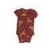 Carter's Short Sleeve Onesie: Brown Print Bottoms - Size 3 Month