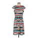 Anne Klein Casual Dress - Fit & Flare: Teal Stripes Dresses - Women's Size 2