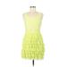 H&M Cocktail Dress - Mini Scoop Neck Sleeveless: Yellow Dresses - Women's Size 8