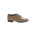 Munro American Flats: Oxford Chunky Heel Casual Tan Print Shoes - Women's Size 9 - Almond Toe