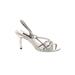 Nina Heels: Slingback Stiletto Cocktail Party Silver Shoes - Women's Size 8 1/2 - Open Toe