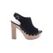 Indigo Rd. Heels: Slingback Platform Boho Chic Black Solid Shoes - Women's Size 7 - Peep Toe