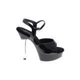 Pleaser Heels: Black Print Shoes - Women's Size 8 - Open Toe