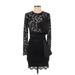 ASOS Cocktail Dress - Mini Crew Neck Long sleeves: Black Print Dresses - Women's Size 2