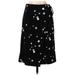 DKNY Casual Midi Skirt Calf Length: Black Polka Dots Bottoms - Women's Size P